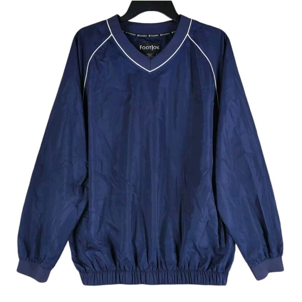 FootJoy Windbreaker Jacket Mens M Navy Blue Pullover Waterproof Performance Golf - Picture 10 of 11